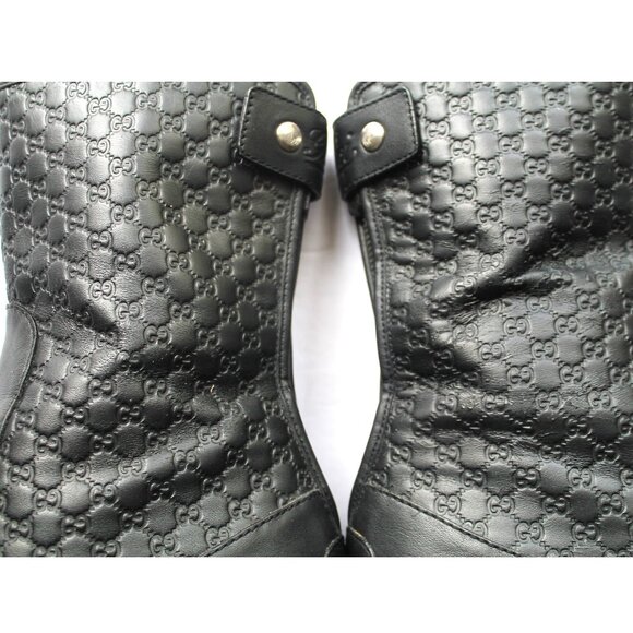 Gucci Microguccissima Leather Ankle Boots / Size 36 / Black GG Logo Embossed - Picture 6 of 14